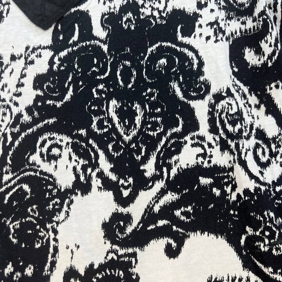 Ralph Lauren Tunic Top Women's Size M Black And White Ikat Pattern 3/4 Sleeve - Picture 6 of 9